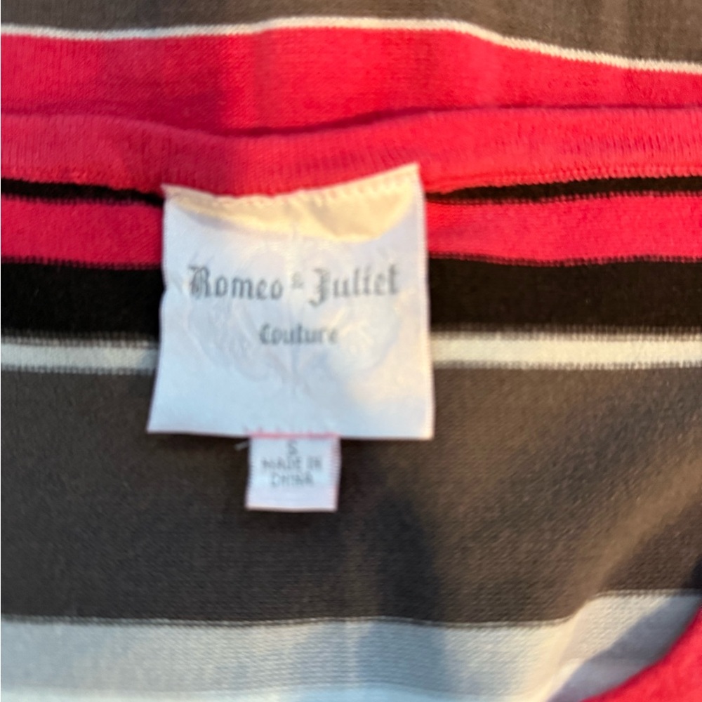 Romeo & Juliet Couture Striped Knit Mini Dress Red Black Beige Size S NWOT - Picture 4 of 7